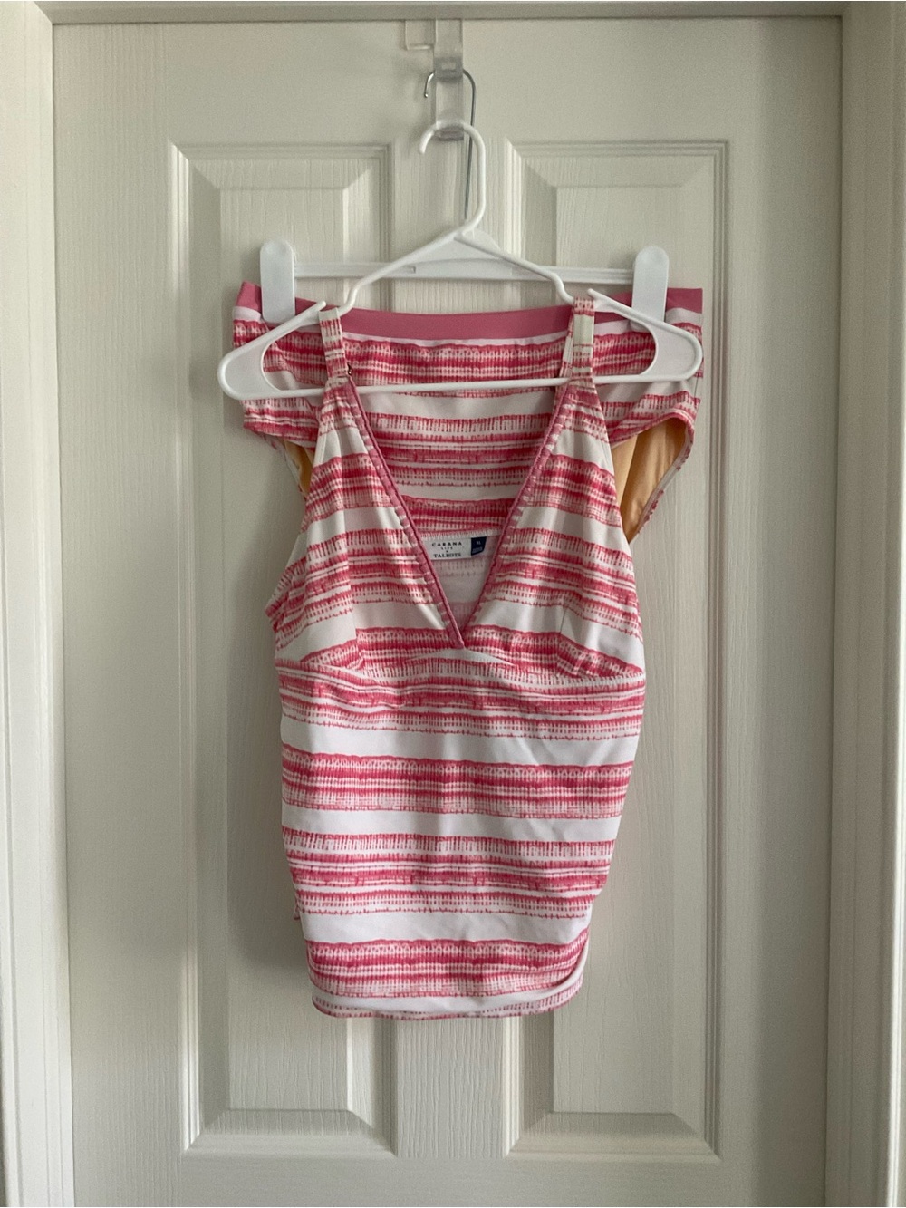 Cabana Life Pink and White Striped Swim Tankini and bottoms